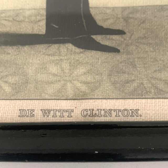 Figurative Antique Print on Linen of De Witt Clinton- Framed For Sale - Image 3 of 6