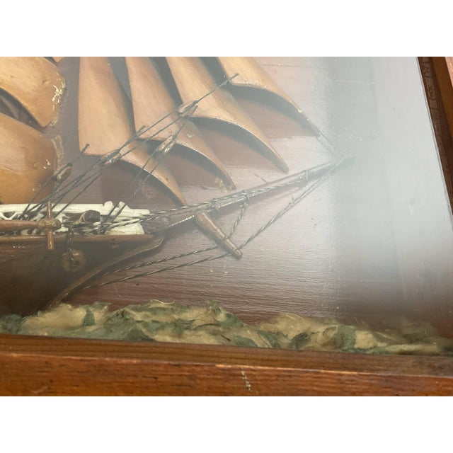Antique Shadowbox Ship Model For Sale - Image 4 of 12