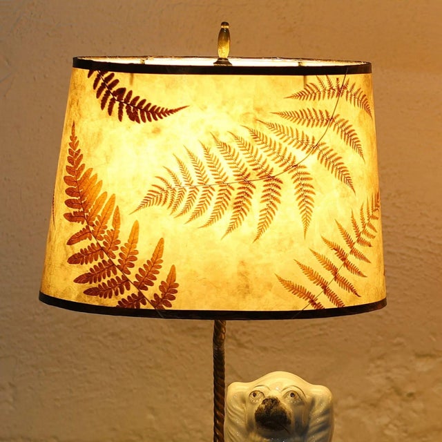 Mid 20th Century Staffordshire Dog Lamp With Fern Lampshade For Sale In Nashville - Image 6 of 6