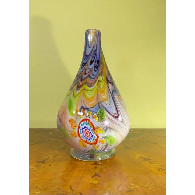 Swirly Multicolored Studio Murano Glass Vase. For Sale - Image 13 of 13