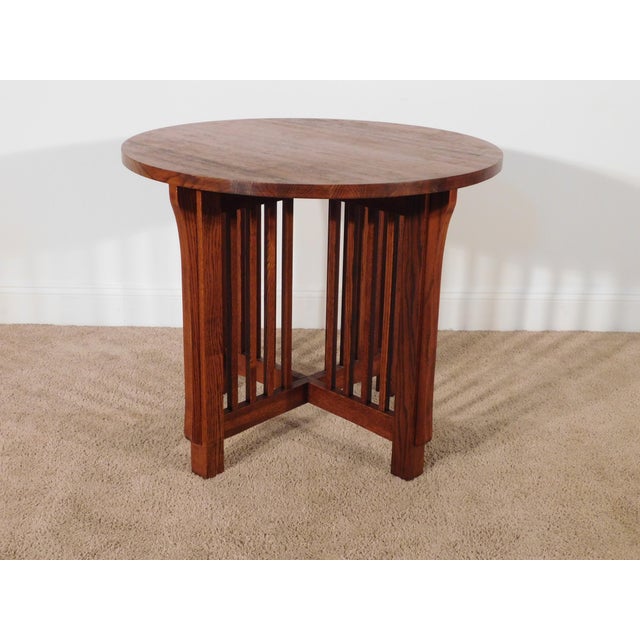 Kimball Antique Style Mission Prairie Arts & Crafts Oak Round Occasional Table For Sale - Image 16 of 18