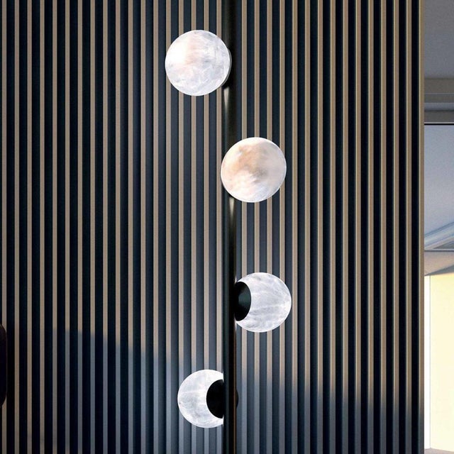 Ofione Shiny Black Metal Floor Lamp by Alabastro Italiano For Sale - Image 4 of 7