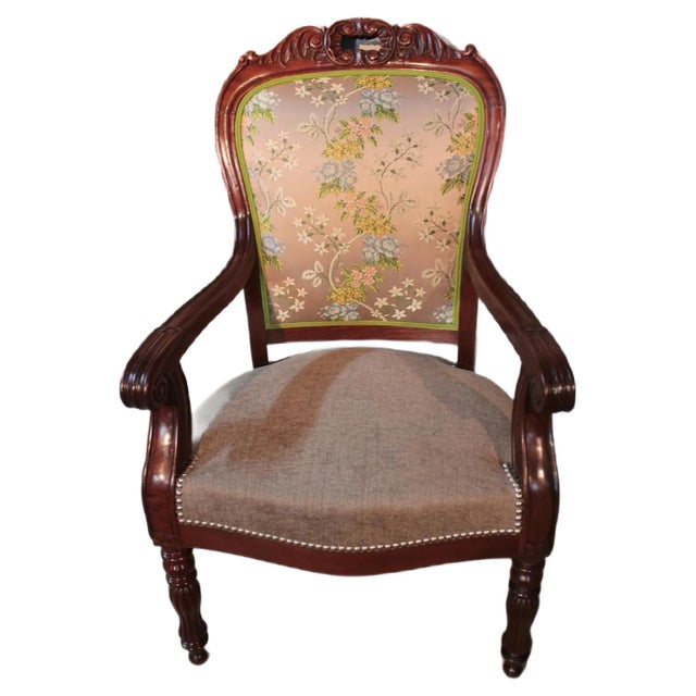 Antique Louis Philippe Mahogany Armchairs, Set of 4 For Sale