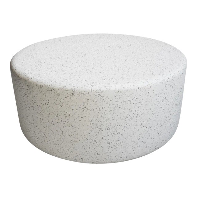 White Round Terrazzo Coffee Table For Sale