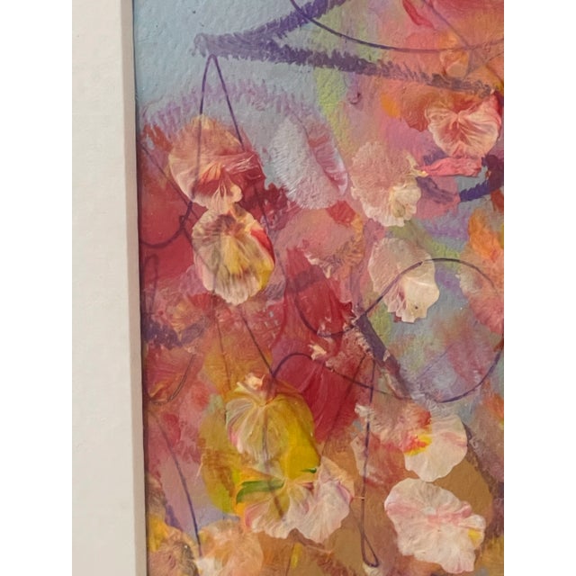 Scarlet Original Mixed Media Artwork “Poppy Static” (Watered Acrylic Painting and Ink on Art Paper); Signed, Framed For Sale - Image 8 of 12