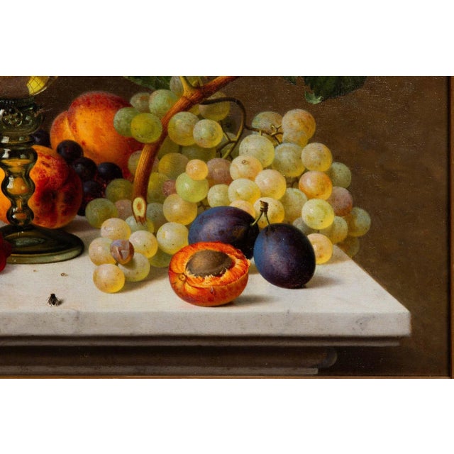 Textile German Realist Still-Life Painting of Fruits and Wine by Gottfried Schultz For Sale - Image 7 of 12
