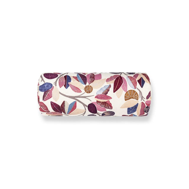 Contemporary The House Of Scalamandré Linden Bolster Pillow In Berry For Sale - Image 3 of 3