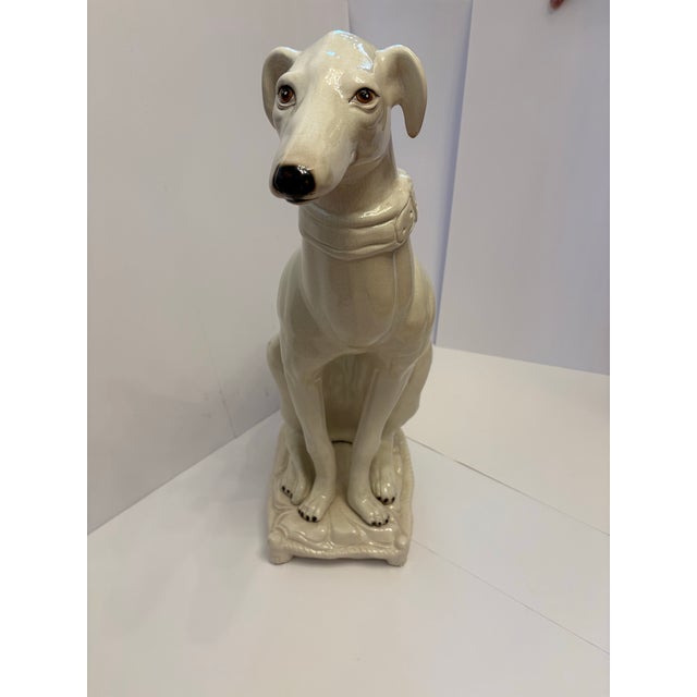 This italian ceramic greyhound statue/sculpture likely originated from Italy during the 1950's-1970's. It was a very...