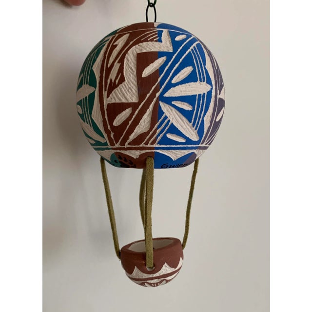 Brick Red Contemporary Native American Acoma Pottery Hot Air Balloon Ornament by Gwen Patricio For Sale - Image 8 of 8