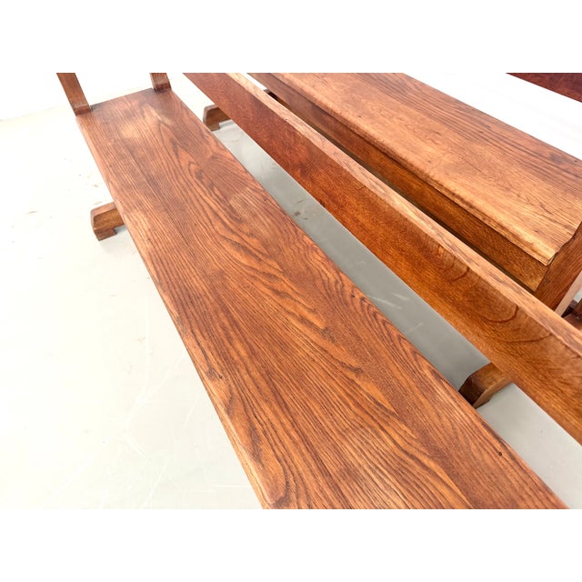 1950s Vintage Oak Community Benches, 1950s, Set of 2 For Sale - Image 5 of 18