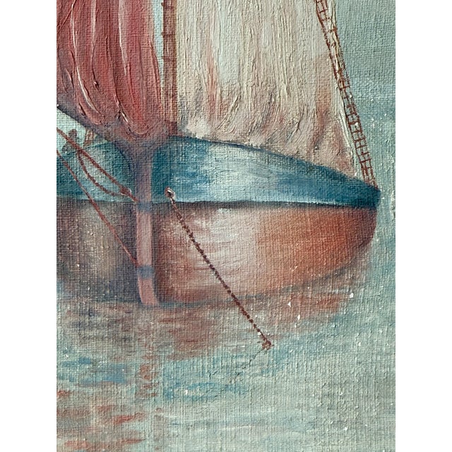 1936 Dreamlike Art Deco Seascape by c.m. Brentlinger, Oil on Canvas, Framed For Sale - Image 9 of 14