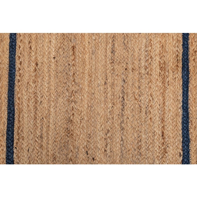 Gold 5'x8' Scallop Jute Navy Hand Made Rug, Bohemian Decor For Sale - Image 8 of 12
