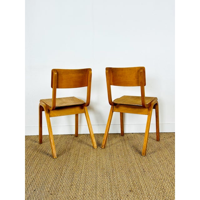 Wood Vintage Bentwood School Chairs, 1950s, Set of 2 For Sale - Image 7 of 18