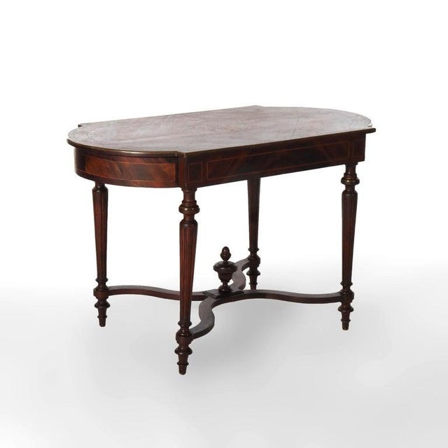 Brown Antique Louis XVI Rosewood, Marquetry & Inlaid Table With Drawer C1880 For Sale - Image 8 of 9