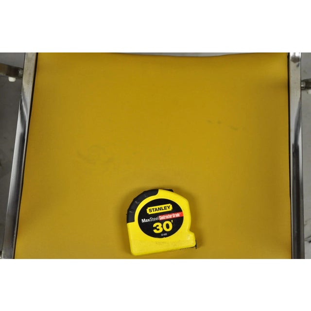 Vintage Nightingale Mid Century Modern Chrome & Yellow Vinyl Stacking Chair Pair For Sale - Image 10 of 15