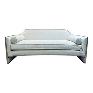 Caracole Modern White Velvet the Cat’s Meow Sofa For Sale