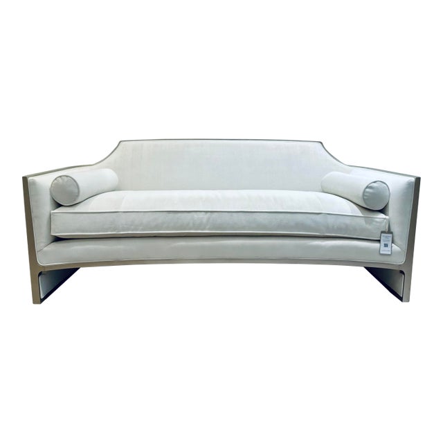 Caracole Modern White Velvet the Cat’s Meow Sofa For Sale