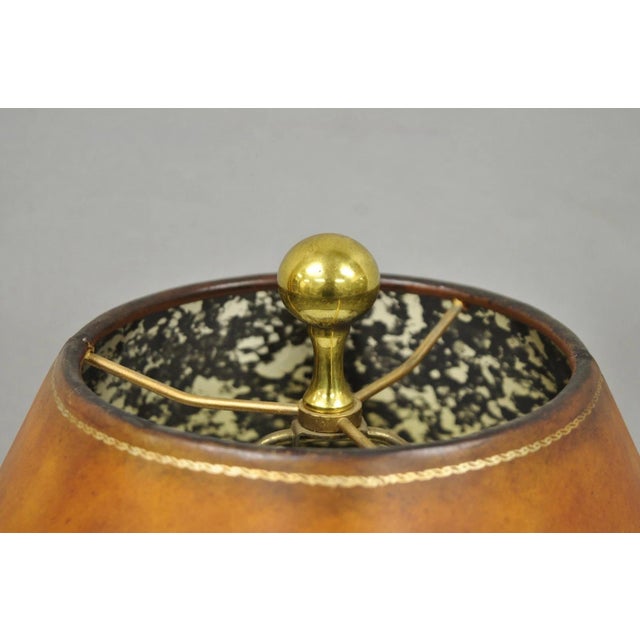 Vintage Maitland Smith Bronze Figure Golfer Sculpture Table Lamp W Leather Shade For Sale - Image 9 of 18