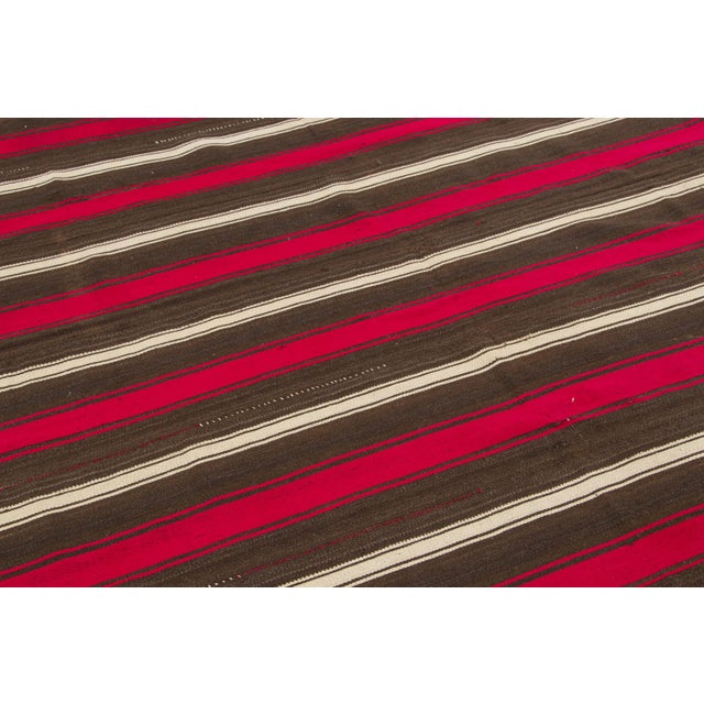 Traditional Vintage Chaput Kilim Wool Rug With Red Stripes by Rug & Kilim, 1950-1959 For Sale - Image 3 of 9