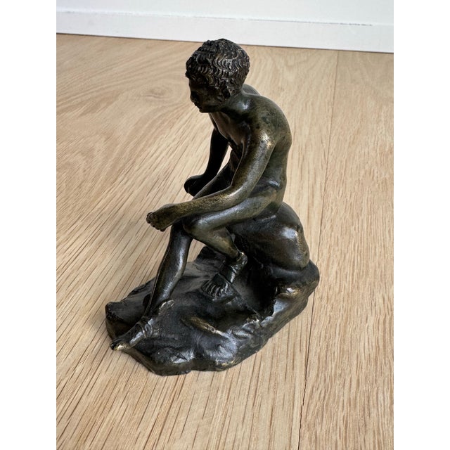 English Classical Grand Tour Style Cast Bronze Seated Hermes (Mercury at Rest) Sculpture For Sale - Image 3 of 10