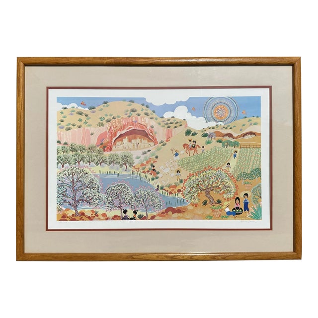 Folk Art Original Blanche Davidson Framed Signed Limited Edition Lithograph For Sale
