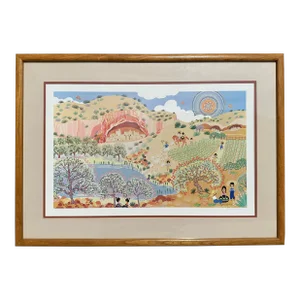 Folk Art Original Blanche Davidson Framed Signed Limited Edition Lithograph