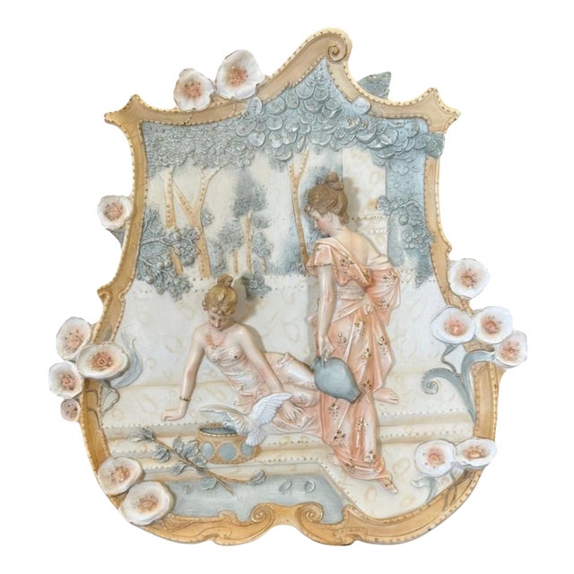 Art Nouveau Bisque Porcelain Classical Plaque For Sale