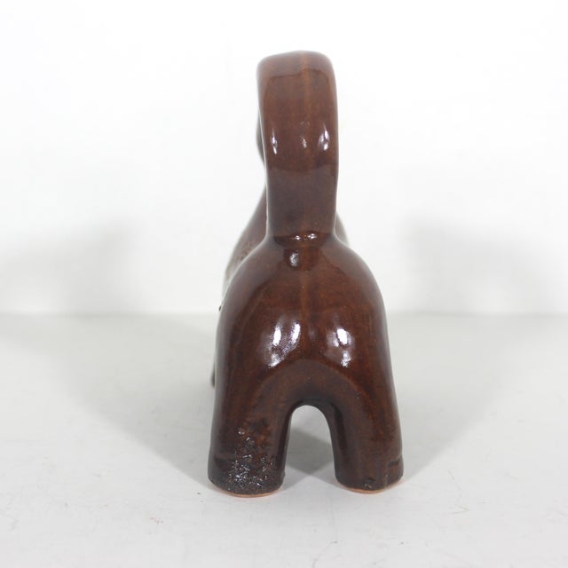 Mid-Century Modern Mid Century Modern Ceramic Ram or Goat Pottery, Small Animal Figurine Vintage Sculpture Bitossi Style Rust Brown For Sale - Image 3 of 9