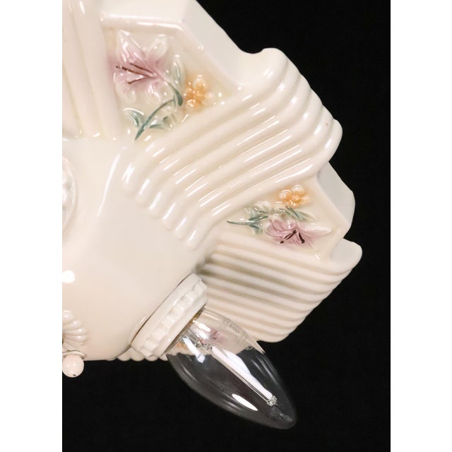 Restored 1930s Art Deco Ceramic Flush Mount Light For Sale In New York - Image 6 of 8