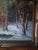 Pink 20th Century Winter River Sunset Landscape Oil Painting With Birches, Signed Cardi For Sale - Image 8 of 11