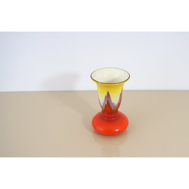 Hand-decorated vase produced in the Czech Republic by Ditmar Urbach, 1930s. Manufacturer's mark imprinted on the bottom....