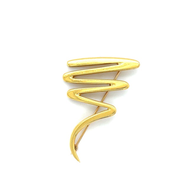 Modern Paloma Picasso for Tiffany & Co. 18k Yellow Gold Zig Zag Scribble Brooch For Sale - Image 3 of 5