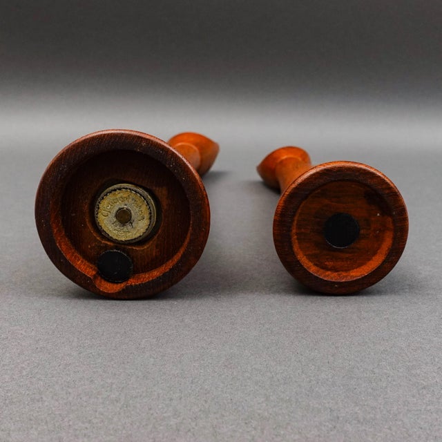 Brown Vintage Dansk Jens Quistaard Denmark Teak Wood Salt & Pepper Mill Set - a Pair For Sale - Image 8 of 10
