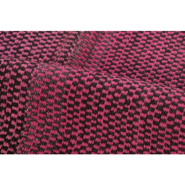 Vintage Frazada Kilim in Pink and Black Geometric Striped Pattern - Rug & Kilim For Sale In New York - Image 6 of 7