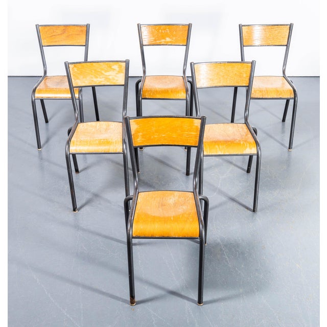 French Silver Stacking Dining Chairs from Mullca, 1950s, Set of 6 For Sale - Image 9 of 9