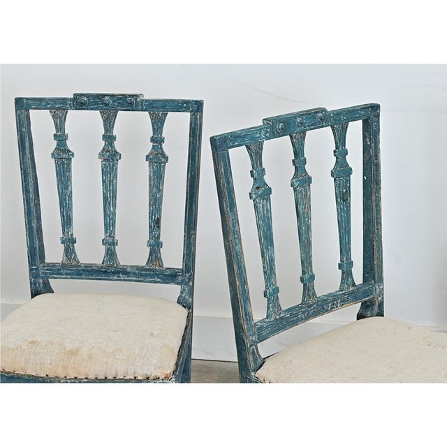 Swedish Gustavian 18th Century Set of Four Painted Side Chairs For Sale - Image 14 of 14