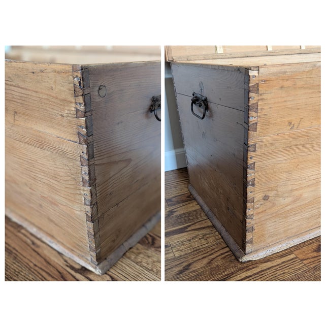Antique Continental Pine Domed-Top Blanket Chest/Trunk For Sale - Image 11 of 14