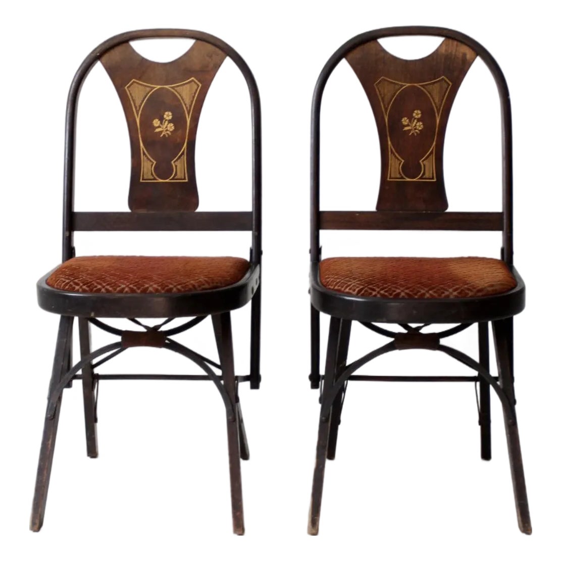 Antique Art Deco Folding Chairs by Louis Rastetter & Sons Pair | Chairish
