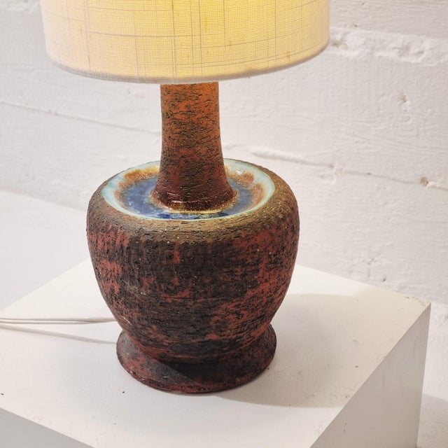 Brown Mid-Century Modern Scandinavian Pottery Lamp, 1960s For Sale - Image 8 of 11