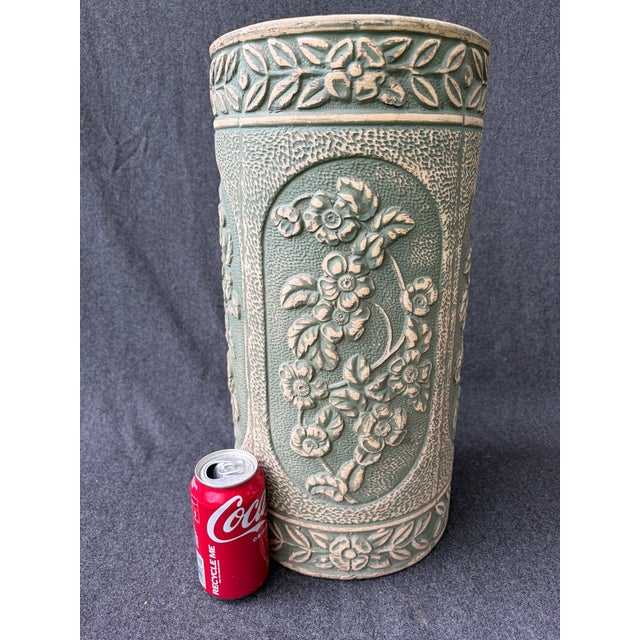 Vintage Green Floral Ransbottom Umbrella Stand For Sale - Image 10 of 13