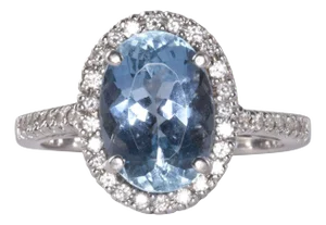 Estate Diamond Halo Aquamarine Ring
