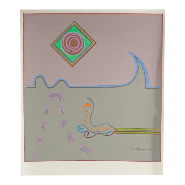 Signed 1980s Abstract Mixed Media Paintingst Harry Hilson For Sale