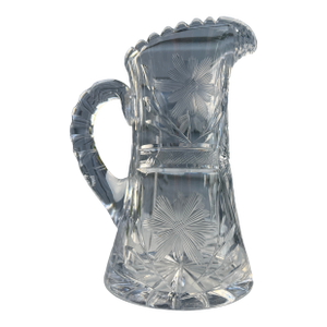 Antique Sparkling American Brilliant Cut Crystal Heavy Floral Serving Pitcher
