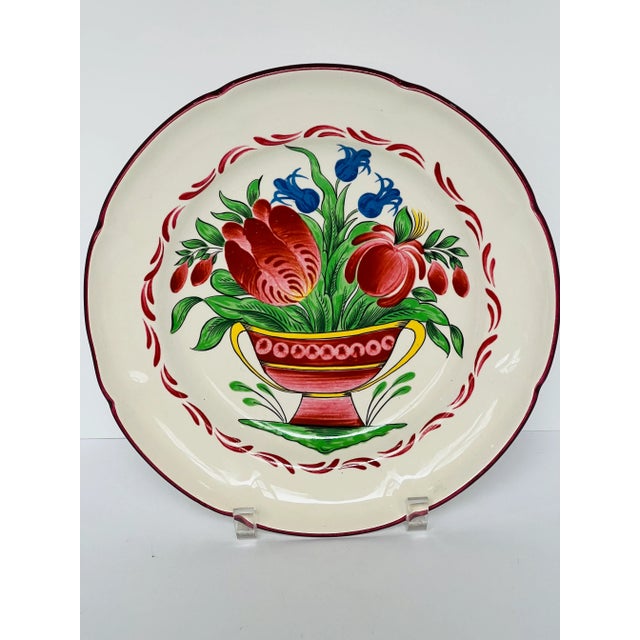 Antique White 1960's St. Clement France Hand Painted Scalloped Plate 9.75" For Sale - Image 8 of 13