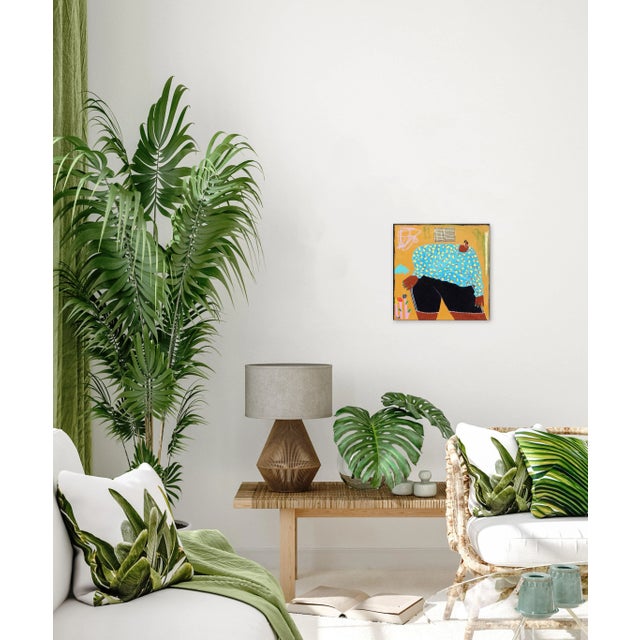 Blue Abstract Figurative Woman Painting "Hanging Out" Original Artwork by Courtney Simone For Sale - Image 8 of 10