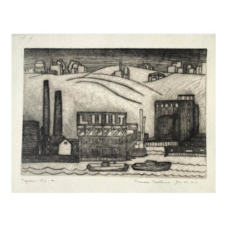 1927 Francesca Seulitrinic Industrial Cityscape Etching For Sale