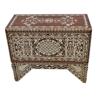 Vintage Syrian Moorish-Patterned Damascene-Inlaid Mother-Of-Pearl Console For Sale