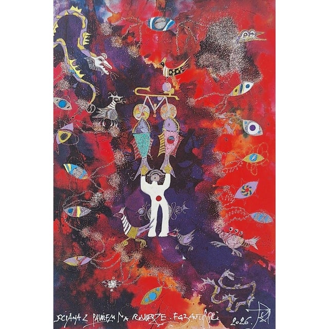 Jan Kanty Pawluskiewicz, Colorful Surrealist Peacock on a Bicycle, Limited Edition Pigment Print, 2026 For Sale - Image 3 of 5