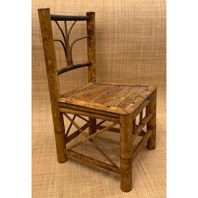 Rattan Tortoise Burnt Bamboo Chair/Plant Stand For Sale In Miami - Image 6 of 10