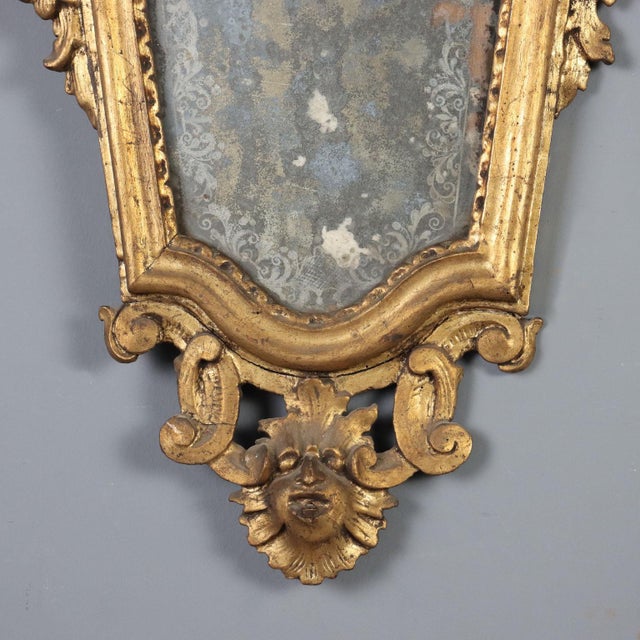 Wood 18th Century Carved and Gilded Wood Mirror, Italy For Sale - Image 7 of 9